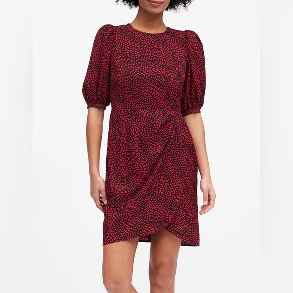 Banana Republic Red and Black Patterned Dress
